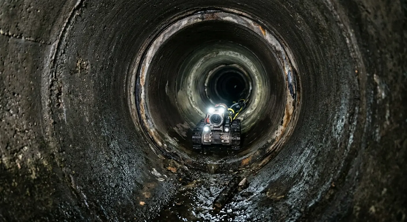Robotic sewer camera inspecting pipe interior for Drain Snake Service in Kelso